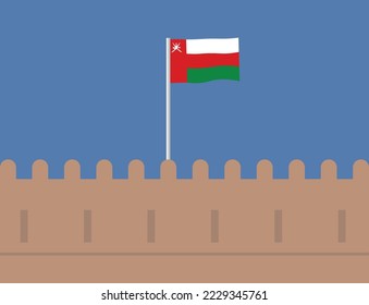 Oman flag vector in the fort 