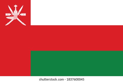 Oman flag vector graphic. Rectangle Omani flag illustration. Oman country flag is a symbol of freedom, patriotism and independence. 