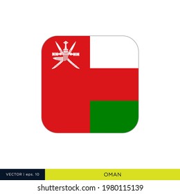 Oman Flag Vector Stock Illustration Design Template. Rounded Square Shape.