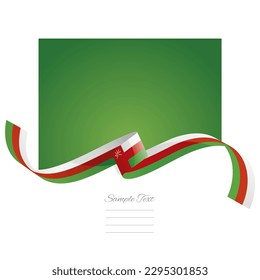 Oman flag vector. World flags and ribbons. Omani flag ribbon on abstract color background