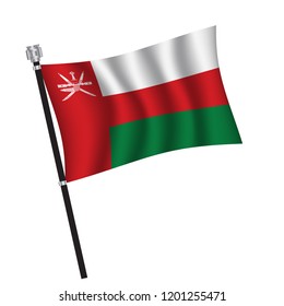 Oman flag , flag of Oman waving on flag pole, vector illustration EPS 10.