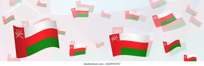 Oman flag-themed abstract design on a banner. Abstract background design with National flags. Vector illustration.