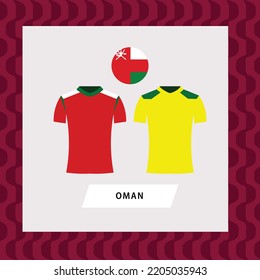 Oman Football National Team Uniform Flat Illustration. Middle East Football Team.