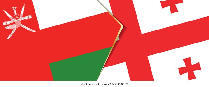 Oman and Georgia flags, two vector flags symbol of relationship or confrontation.
