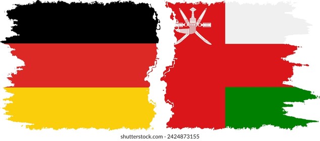 Omán y Alemania grunge banderas de conexión, vector