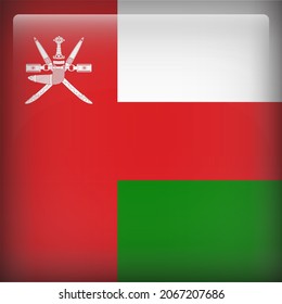 Oman Glossy 3D Square Country Flag Icon