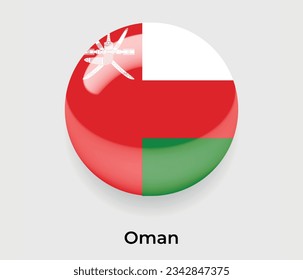 Oman lustroso bandera nacional burbuja forma redonda icono vectorial ilustración de vidrio