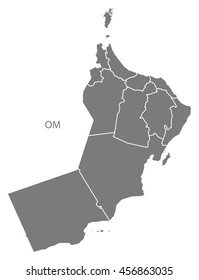 Oman governorates Map grey