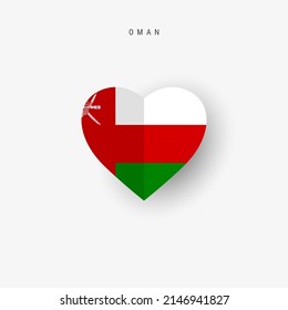 Oman heart shaped flag. Origami paper cut Omani national banner. 3D vector illustration isolated on white with soft shadow.