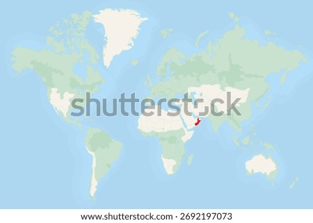Oman Highlighted on World Map with National Flag. Vector world map with Oman highlighted using its national flag.