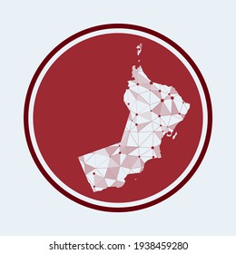 Oman icon. Trendy tech logo of the country. Geometric mesh round design. Technology, internet, network, telecommunication concept. Vector illustration.