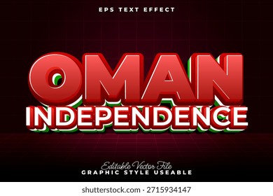 Oman Independence Day - Stylish 3D Text Effect Design for Patriotic Celebrations
