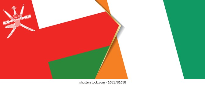 Oman and Ivory Coast flags, two vector flags symbol of relationship or confrontation.