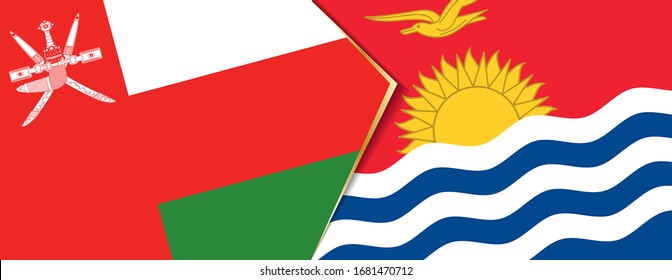 Oman and Kiribati flags, two vector flags symbol of relationship or confrontation.