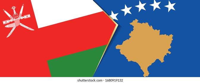 Oman and Kosovo flags, two vector flags symbol of relationship or confrontation.