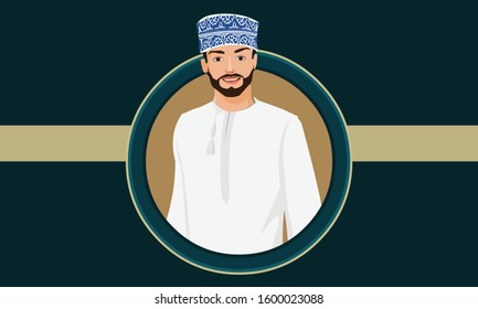 Oman Man Portrait Vector Illustration. 