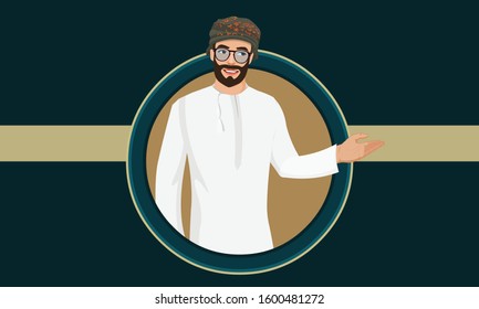 Oman Man Portrait Vector Illustration. 