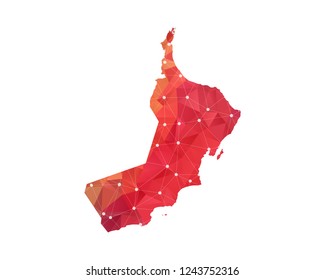 Oman Map - Abstract geometric rumpled triangular low poly style gradient graphic on white background , line dots polygonal design for your . Vector illustration eps 10.