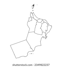 Oman map with administrative divisions. Vector illustration.