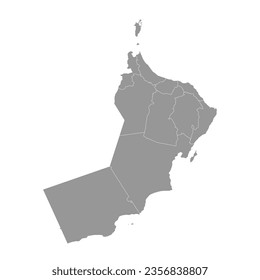 Oman map with administrative divisions. Vector illustration.