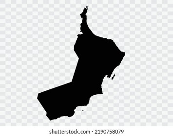 Oman Map black Color on Backgound png  not divided into cities