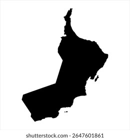 Oman Map - black World Map International vector template with High detailed isolated on white background - Vector