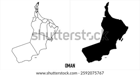 oman Map - black World Map International vector template with High detailed isolated on white background - Vector
