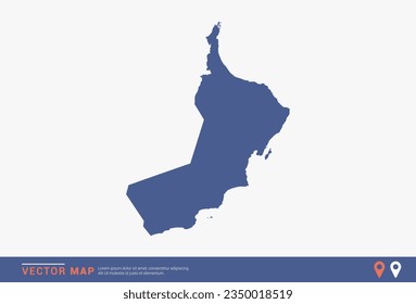 Mapa de Omán - estilo abstracto azul aislado en fondo blanco para infografía, vector de diseño.