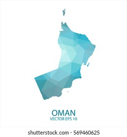 Oman map - blue geometric rumpled triangular low poly style gradient graphic background , polygonal design for your . Vector illustration eps 10.