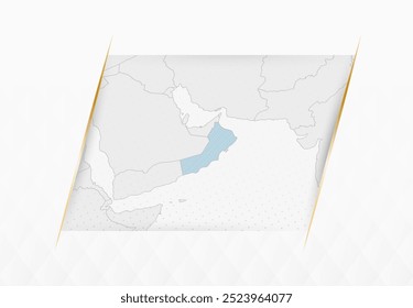 Oman Map in Blue with Gold Framed Accents. Modern Vector Map of Oman. Vector Illustration.