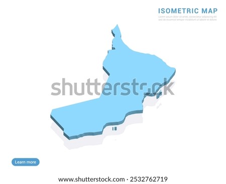 Oman map blue on white background with isometric vector.