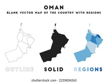 Oman map. Borders of Oman for your infographic. Vector country shape. Vector illustration.