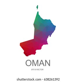 Oman map colorful polygon  vector eps10