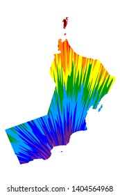 Oman - map is designed rainbow abstract colorful pattern, Sultanate of Oman map made of color explosion,