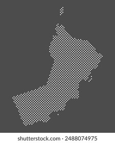 Oman map dot on gray background.  Dotted map of Sultanate of Oman. Vector eps10.