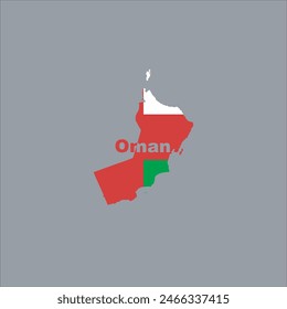 Oman map and flag color design on gray background