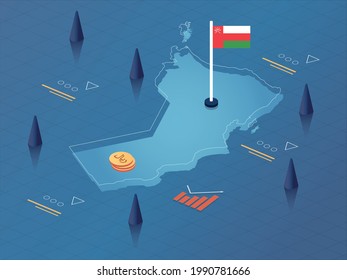 Oman Map Flag Currency Modern Isometric Stock Vector (Royalty Free ...
