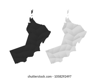 Oman map in geometric polygonal style.Abstract Oman map with triangle.Mosaic of Oman map background.