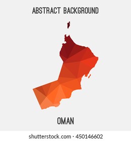 Oman map in geometric polygonal,mosaic style.Abstract tessellation,modern design background,low poly. Vector illustration.