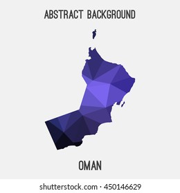 Oman map in geometric polygonal,mosaic style.Abstract tessellation,modern design background,low poly. Vector illustration.