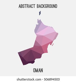 Oman map in geometric polygonal,mosaic style.Abstract tessellation,modern design background,low poly. Vector illustration.