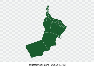 Oman Map Green Color on Png Backgound