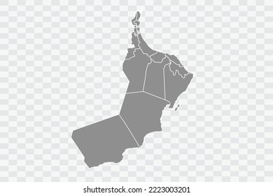 Color gris de mapa de Omán sobre fondo blanco Png