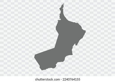 Oman Map  grey Color on White no demarcation line Background  Png