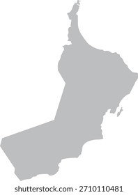 Oman Map Grey Silhouette Editable Vector
