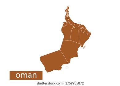Mapa omaní alto detallado sobre fondo blanco. Resumen de diseño de ilustración vectorial eps 10. Color naranja.