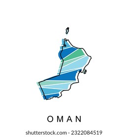 Oman Map Illustration, Outline Map of Vector Design Template. Editable Stroke