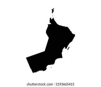 Oman Map. Omani Country Map. Black and White National Nation Geography Outline Border Boundary Territory Shape Vector Illustration EPS Clipart svg