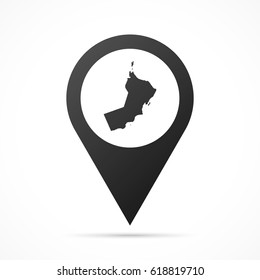 Oman Map on location pin. Map pointer isolated on a white background.
Conceptual vector illustration.