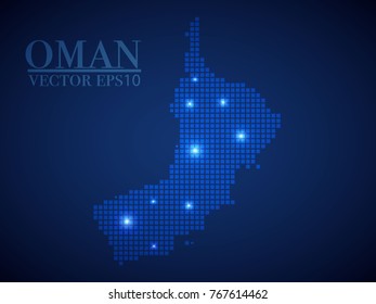 Oman map page symbol for your web site design Oman map logo, app, UI. Wire frame 3D mesh polygonal network line, design sphere, dot and structure.
